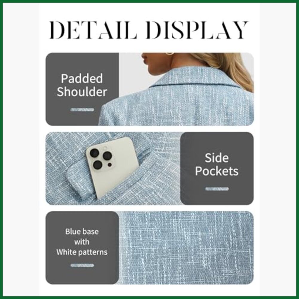 Polyester Tweed Blazer Double Breasted Business C… - image 5